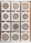A duplicated range in a Dansco album; noted 1937 Crowns (10), pre-1946 florins (13), various lower denominations including Half-pennies and Pennies; mixed condition. (Total: 108). - 5