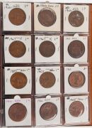 A duplicated range in a Dansco album; noted 1937 Crowns (10), pre-1946 florins (13), various lower denominations including Half-pennies and Pennies; mixed condition. (Total: 108). - 9