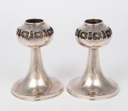 PENTTI SARPENIVA pair of Finnish silver candlesticks, stamped "P. SARPANEVA ", 9.5cm high, (weighted bases)