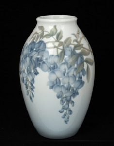 BING & GRONDAHL Danish porcelain vase with wisteria decoration, 20th century, factory mark to base, ​​​​​​​25.5cm high.