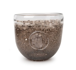 KOSTA BODA "Fossil" Swedish art glass vase, by KJELL ENGMAN, engraved "Kosta Boda, K. Engman", ​​​​​​​22cm high, 23.5cm wide.