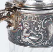 An English sterling silver mounted cut crystal claret jug with griffin handle, 20th century, 32cm high. - 3