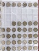 An album containing mainly a duplicated range of Australian and Great Britain Florins, Threepences, Sixpences, Shillings and some Half-Crowns; some heavy duplication and a few N.Z., etc. have crept in. Worth a look! (Total: 370+). Mixed condition. - 8