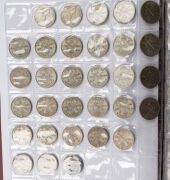 An album containing mainly a duplicated range of Australian and Great Britain Florins, Threepences, Sixpences, Shillings and some Half-Crowns; some heavy duplication and a few N.Z., etc. have crept in. Worth a look! (Total: 370+). Mixed condition. - 9