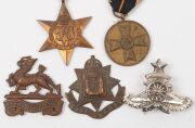 A group, including two 1914-18 British War Medals, a 1941-5 Burma Star, a 1939 German medal, various English County military hat badges, a 1964 Malawi Independence medal, a Rhodesia 1965 Independence silver medal, etc. (Total: 17 items). - 6