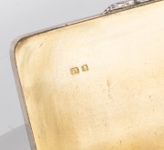 An antique English sterling silver snuff box with engine turned engraved decoration and original gilt wash interior, 19th century, 9cm wide, 107 grams. - 3