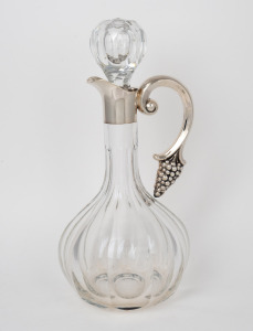 A Danish silver mounted faceted cut crystal claret jug, early to mid 20th century, 25cm high.