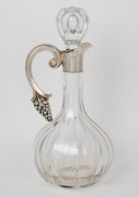 A Danish silver mounted faceted cut crystal claret jug, early to mid 20th century, 25cm high. - 2