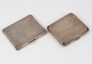 Two sterling silver cigarette cases, early 20th century, the larger 8.5cm wide, 160 grams total.