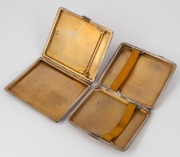 Two sterling silver cigarette cases, early 20th century, the larger 8.5cm wide, 160 grams total. - 2