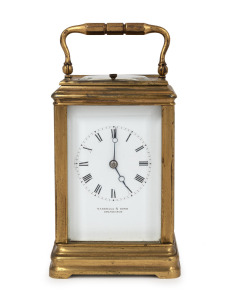 An antique French gorge cased carriage clock with time and gong strike movement, original silvered platform escapement and push repeat, retailed by "MARSHALL & SONS, EDINBURGH", 19th century, 17cm high overall.