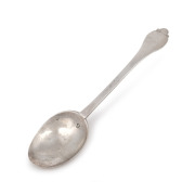 A 17th century sterling silver spoon, marks rubbed but possibly Norwich circa 1643, or Welsh circa 1680, 19cm long, 42 grams.