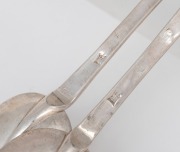 A rare pair of Charles II sterling silver dog nose spoons, made by John King of London, circa 1667-1683, 20cm long, 101 grams total. - 2