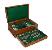 Ottoman silver cutlery set with English Sheffield steel blades, housed in a fitted canteen, made for the last Sultan of the Ottoman Empire ABDUL HAMID II and stamped with the tughra of the Sultan. This box of cutlery was once part of a much larger service