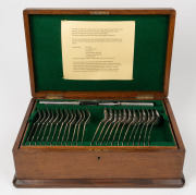 Ottoman silver cutlery set with English Sheffield steel blades, housed in a fitted canteen, made for the last Sultan of the Ottoman Empire ABDUL HAMID II and stamped with the tughra of the Sultan. This box of cutlery was once part of a much larger service - 4