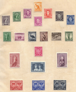 BRITISH COMMONWEALTH: A KING GEORGE VI range on album pages, comprising of ANTIGUA 1938 Pictorials to 5/- (10), ASCENSION 1938 to 10/- (11), AUSTRALIA to &pound;1 Robes (21), BASUTOLAND to 10/- (17), BECHUANALAND to 10/- ((17), BERMUDA to &pound;1 incl. 12/6 (16), B