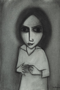 ROBERT HENRY (BOB) DICKERSON (1924 - 2015), untitled (portrait), charcoal on art paper laid down on card, signed "DICKERSON" lower right, 55 x 37cm, 84 x 64cm overall.