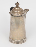 A sterling silver chocolate pot with turned timber handle, 19th/20th century, marks rubbed, 15cm high, 288 grams (including handle). - 3