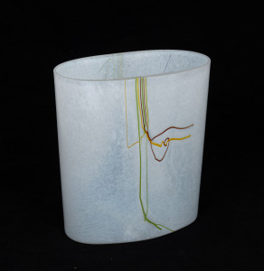 KOSTA BODA Swedish art glass vase designed by Bertil Vallien, engraved signature to base, 19cm high.