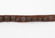 RUNNYMEDE TASMANIA, 21st REGIMENT OF FOOT helmet plate, antique gun case, rifle holster, military compass, bayonet, hunting knife plus an attractive antique military button display affixed to a leather belt. - 5