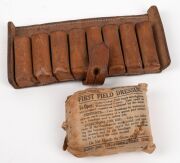 RUNNYMEDE TASMANIA, 21st REGIMENT OF FOOT helmet plate, antique gun case, rifle holster, military compass, bayonet, hunting knife plus an attractive antique military button display affixed to a leather belt. - 14