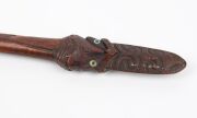 RUNNYMEDE TASMANIA an impressive Maori antique taiaha, carved hardwood with paua shell eyes (one missing), a fine quality 19th century example, 158cm high. - 4