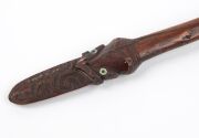 RUNNYMEDE TASMANIA an impressive Maori antique taiaha, carved hardwood with paua shell eyes (one missing), a fine quality 19th century example, 158cm high. - 5