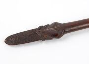 RUNNYMEDE TASMANIA an impressive Maori antique taiaha, carved hardwood with paua shell eyes (one missing), a fine quality 19th century example, 158cm high. - 6
