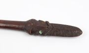 RUNNYMEDE TASMANIA an impressive Maori antique taiaha, carved hardwood with paua shell eyes (one missing), a fine quality 19th century example, 158cm high. - 7