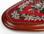 An antique Colonial Australian cedar footrest with brass bun feet and attractive floral beadwork tapestry top, mid 19th century, 58cm wide - 4