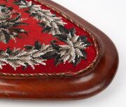 An antique Colonial Australian cedar footrest with brass bun feet and attractive floral beadwork tapestry top, mid 19th century, 58cm wide - 6