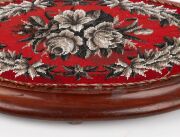 An antique Colonial Australian cedar footrest with brass bun feet and attractive floral beadwork tapestry top, mid 19th century, 58cm wide - 8