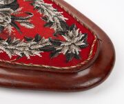 An antique Colonial Australian cedar footrest with brass bun feet and attractive floral beadwork tapestry top, mid 19th century, 58cm wide - 9