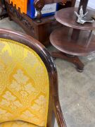 An exceptional and fine early Colonial Australian cedar salon chair, handsomely crafted in eucalypt and red gum with cross banded decoration, scrolling arms and ring turned legs, Sydney origin, circa 1835, 82cm high, 55cm across the arms - 5