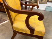 An exceptional and fine early Colonial Australian cedar salon chair, handsomely crafted in eucalypt and red gum with cross banded decoration, scrolling arms and ring turned legs, Sydney origin, circa 1835, 82cm high, 55cm across the arms - 6