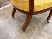An exceptional and fine early Colonial Australian cedar salon chair, handsomely crafted in eucalypt and red gum with cross banded decoration, scrolling arms and ring turned legs, Sydney origin, circa 1835, 82cm high, 55cm across the arms - 8