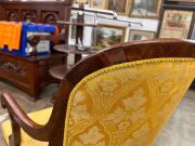 An exceptional and fine early Colonial Australian cedar salon chair, handsomely crafted in eucalypt and red gum with cross banded decoration, scrolling arms and ring turned legs, Sydney origin, circa 1835, 82cm high, 55cm across the arms - 10