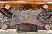 A rare Colonial Australian cedar games table with lyre shaped column and strings of brush cypress pine, with chess board top inlaid with burr cedar and cypress pine, New South Wales origin, circa 1850, 73cm high, 58cm wide, 41.5cm deep. - 10