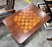 A rare Colonial Australian cedar games table with lyre shaped column and strings of brush cypress pine, with chess board top inlaid with burr cedar and cypress pine, New South Wales origin, circa 1850, 73cm high, 58cm wide, 41.5cm deep. - 11