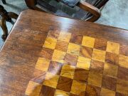 A rare Colonial Australian cedar games table with lyre shaped column and strings of brush cypress pine, with chess board top inlaid with burr cedar and cypress pine, New South Wales origin, circa 1850, 73cm high, 58cm wide, 41.5cm deep. - 15
