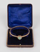 DUGGIN, SHAPPERE & Co. of Melbourne antique Australian 15ct gold bracelet with solid heart shaped white opal surrounded by diamonds, circa 1900, ​​​​​​​8.4 grams total. - 4