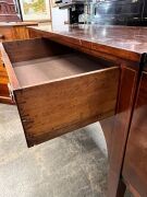 An early Colonial Australian cedar six leg sideboard in the Sheraton manner with huon pine stringing, diamond escutcheon inlays, tapered legs terminating in spade feet, New South Wales origin, circa 1820. Each drawer blade veneered in cedar on solid beefw - 13