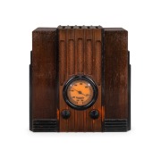 A.W.A. "Radiolette" vintage walnut veneered Empire State mantle radio, ​​​​​​​27.5cm high.