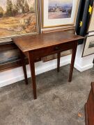 An antique single drawer hall table with square tapering legs, cedar and pine, South Australian origin, 19th century, 78cm high, 81cm wide, 46cm deep. - 2