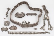 Eastern silver jewellery, tribal coin silver belt, chains, etc. ​​​​​​​602 grams total.