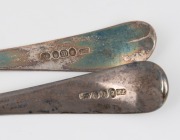 HESTER BATEMAN pair of Georgian sterling silver stuffing spoons by the famed female silversmith, made in London, circa 1787, 28.5cm long, 196 grams total, - 2