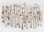 Assorted silver spoons and cutlery, Italian, Russian, English and other, mixed vintages, (38 items), ​​​​​​​422 grams total.