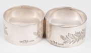 STOKES & SONS pair of antique Australian silver napkin rings, together with an antique English sterling silver calling card holder, 19th/20th century, (3 items), ​​​​​​​98 grams total. - 2