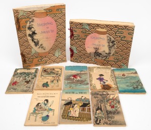 A group of ten antique and vintage Japanese books comprising "lllustrations of Japanese Life, Volumes 1 and 2" and "Japanese Fairytales" series.