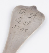 A George I Britannia silver dog nose spoon, early 18th century, ​​​​​​​19.5cm long, 41 grams. - 2